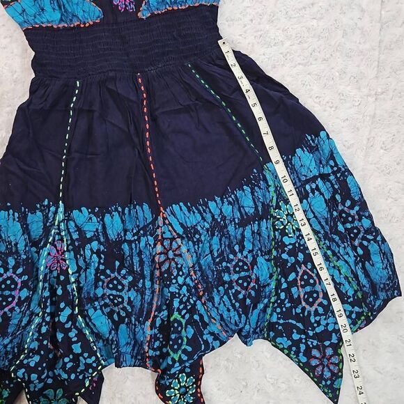 Vintage Floral Tie Dye Hippie Embroidered Shoreline Size L/XL Asymmetrical Hem 9 - Picture 13 of 14